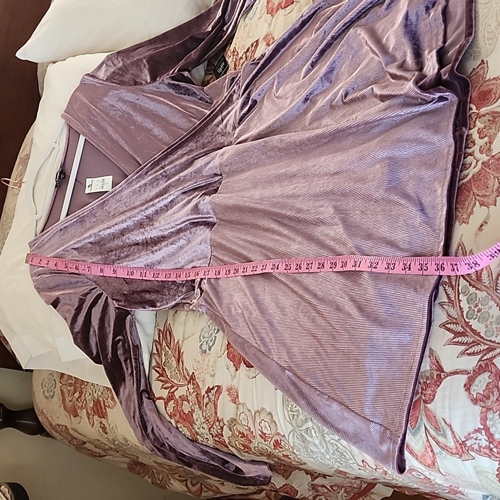 Express Velvet Surplice Fit and Flare Dress - Picture 9 of 9